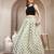 Green floral printed cotton flared maxi skirt for women