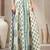 Teal floral printed cotton flared maxi skirt for women