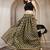 Green floral printed cotton flared maxi skirt for women