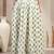 Green floral printed cotton flared maxi skirt for women