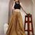 Yellow floral printed cotton flared maxi skirt for women
