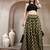 Green floral printed cotton flared maxi skirt for women