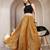 Yellow floral printed cotton flared maxi skirt for women