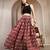 Maroon graphic printed cotton flared maxi skirt for women