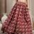 Maroon graphic printed cotton flared maxi skirt for women