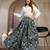 Blue floral printed cotton flared maxi skirt for women