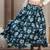 Sky-blue floral printed cotton flared maxi skirt for women