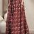 Maroon graphic printed cotton flared maxi skirt for women