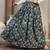 Blue floral printed cotton flared maxi skirt for women