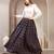 Blue floral printed cotton flared maxi skirt for women
