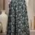 Blue floral printed cotton flared maxi skirt for women