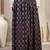 Blue floral printed cotton flared maxi skirt for women