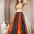 Blue color blocked cotton flared maxi skirt for women