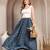 Multicolor floral printed cotton flared maxi skirt for women