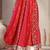 Red color blocked cotton flared maxi skirt for women