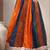 Blue color blocked cotton flared maxi skirt for women
