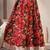 Green floral printed cotton flared maxi skirt for women