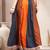 Blue color blocked cotton flared maxi skirt for women