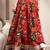 Green floral printed cotton flared maxi skirt for women