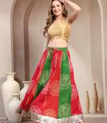 Multicolor floral printed cotton flared maxi skirt for women