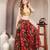 Green floral printed cotton flared maxi skirt for women
