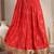 Red floral printed cotton flared maxi skirt for women