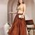 Brown printed cotton flared maxi skirt for women