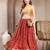 Red floral printed cotton flared maxi skirt for women