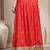Red floral printed cotton flared maxi skirt for women