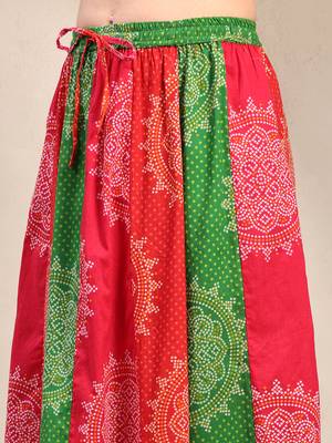 Multicolor floral printed cotton flared maxi skirt for women 4