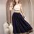 Blue plain cotton flared maxi skirt for women