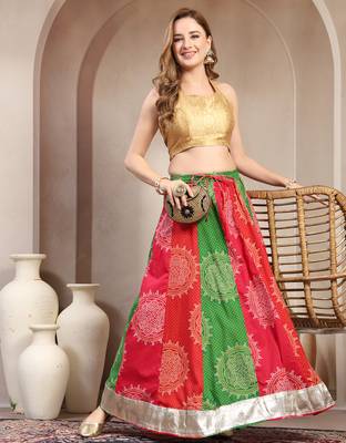 Multicolor floral printed cotton flared maxi skirt for women 5