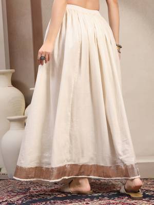 White plain cotton flared maxi skirt for women 3