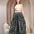 Black floral printed cotton flared maxi skirt for women