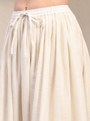 White plain cotton flared maxi skirt for women 4