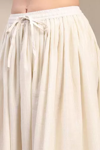 White plain cotton flared maxi skirt for women