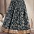 Black floral printed cotton flared maxi skirt for women