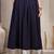Blue plain cotton flared maxi skirt for women
