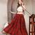 Orange graphic printed cotton flared maxi skirt for women