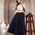 Blue plain cotton flared maxi skirt for women