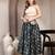 Black floral printed cotton flared maxi skirt for women