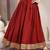 Red plain cotton flared maxi skirt for women