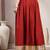 Red plain cotton flared maxi skirt for women