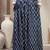 Blue floral printed cotton flared maxi skirt for women
