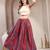Blue floral printed cotton flared maxi skirt for women