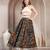 Teal floral printed cotton flared maxi skirt for women