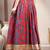 Blue floral printed cotton flared maxi skirt for women