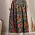 Teal floral printed cotton flared maxi skirt for women