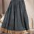Black floral printed cotton flared maxi skirt for women
