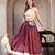 Blue floral printed cotton flared maxi skirt for women